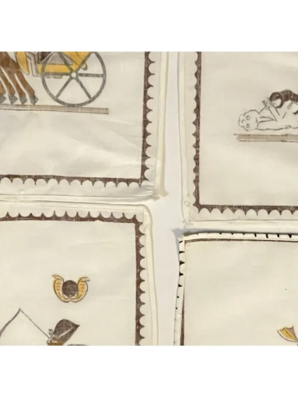 Vintage Egyptian Cotton Napkins Set of 6 Made in Egypt Pharaoh Chariot Egyptian
